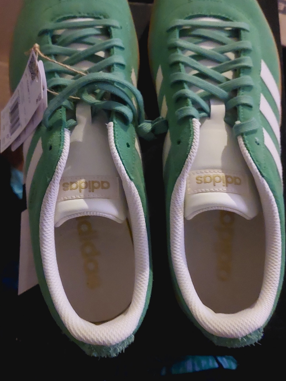 Adidas Men Adults Green Suede Sneakers with White Stripes